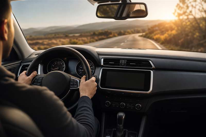 Painel de veículo moderno com documentação automotiva